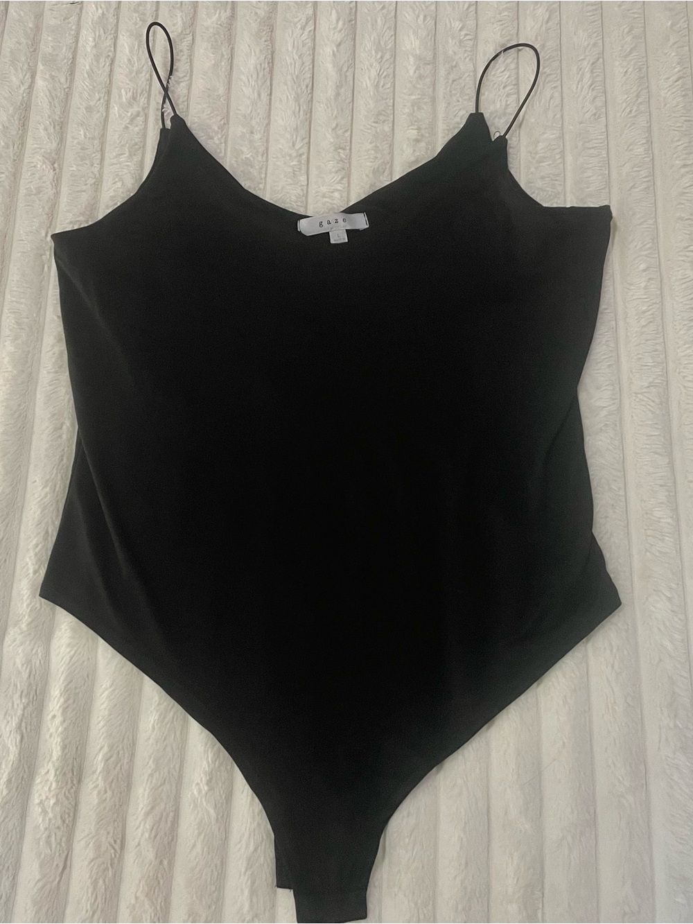 Large | Gaze Black Spaghetti Strap Bodysuit